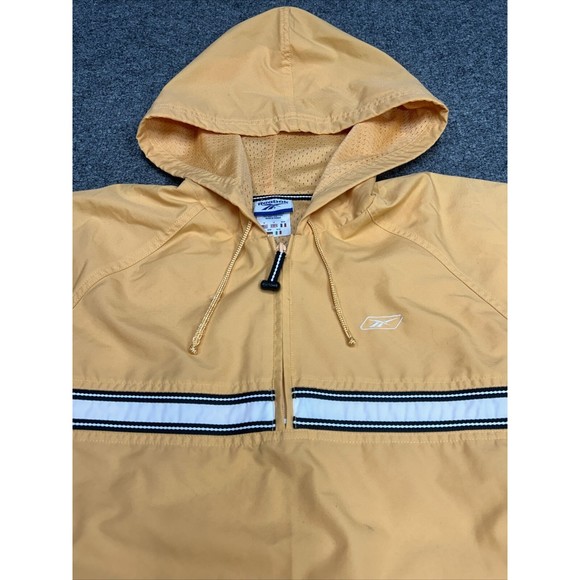 Vtg Y2K Reebok Salmon Orange 1/4 Zip Hooded Windbreaker Jacket Size Medium - Picture 2 of 7